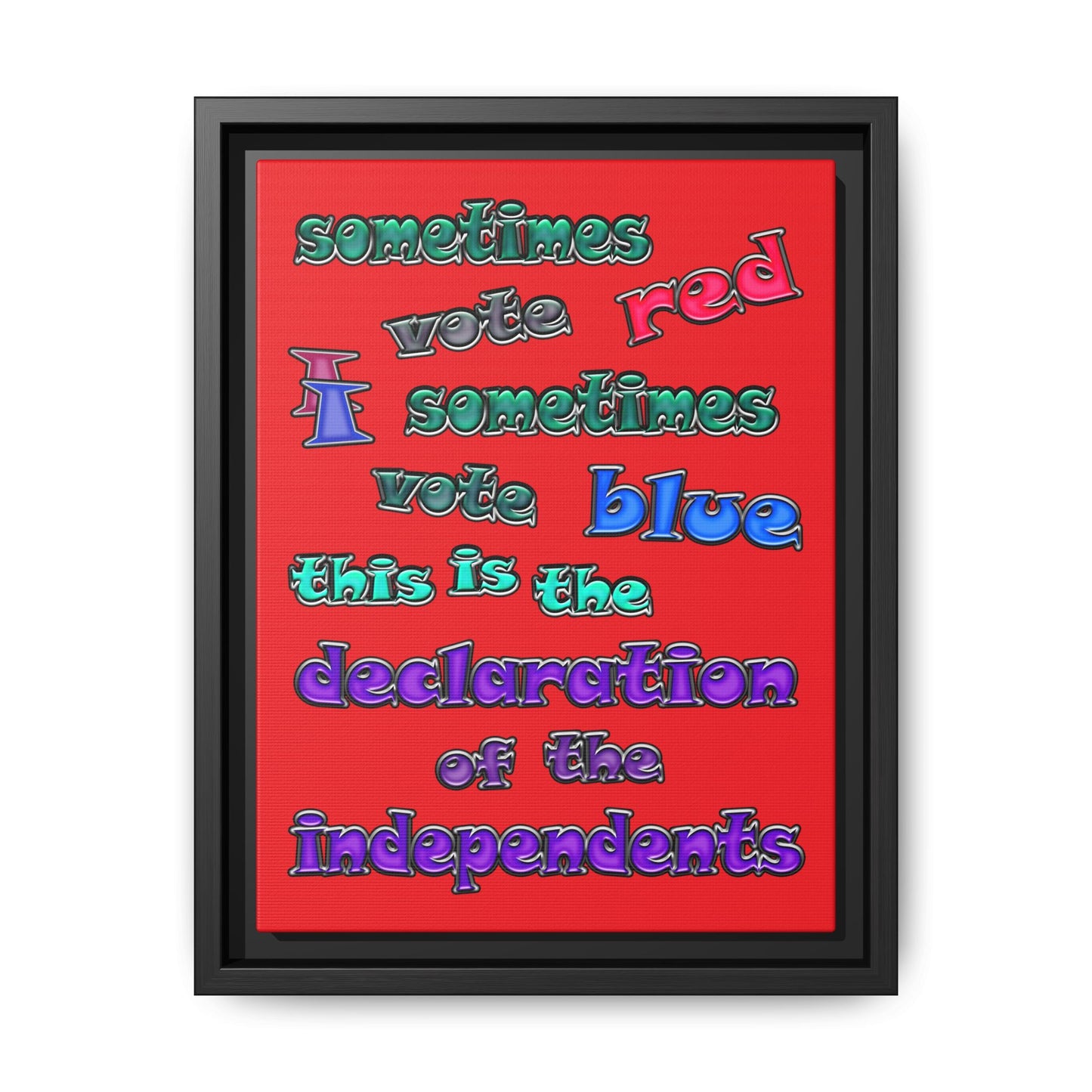 declaration of the independents - framed canvas art (red)