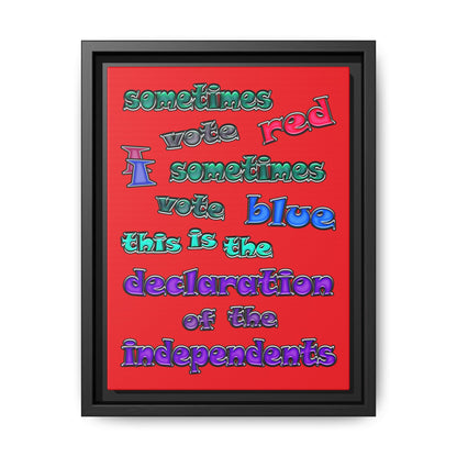 declaration of the independents - framed canvas art (red)