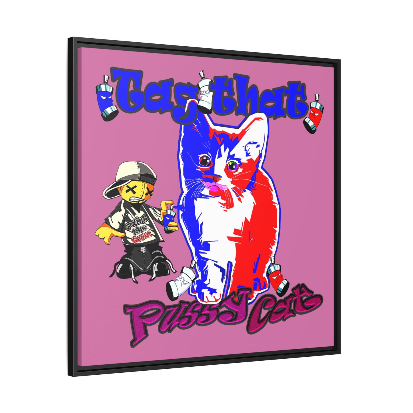 tag that - framed canvas art (light pink)