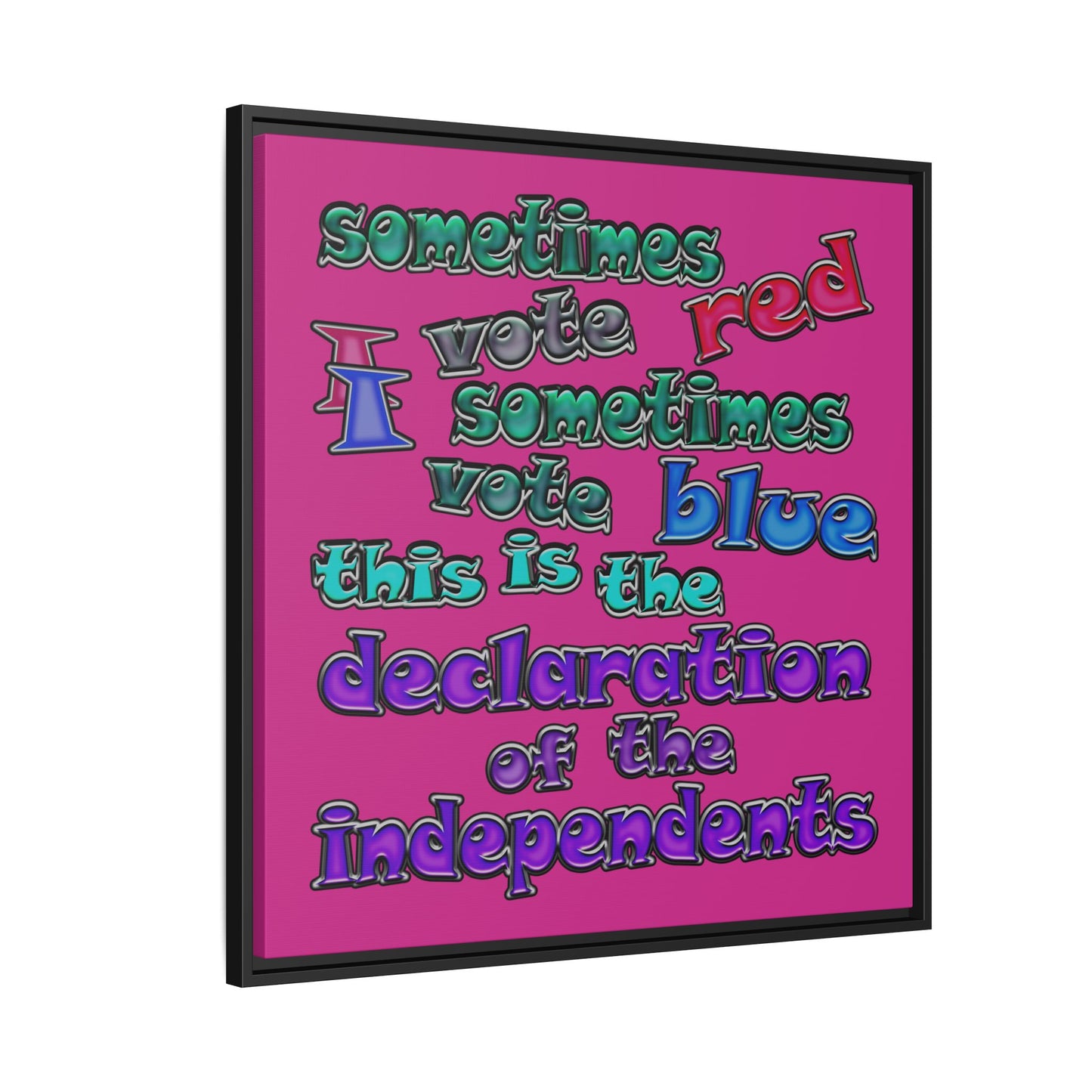 declaration of the independents - framed canvas art (pink)