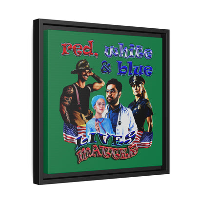 rw&b lives matter - framed canvas art (dark green)