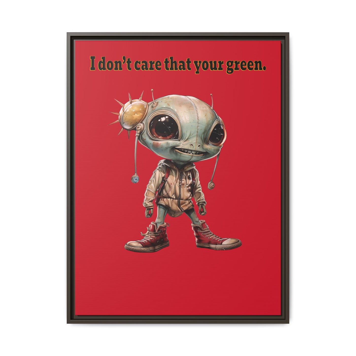 I don't care that your green - framed canvas art (dark red)