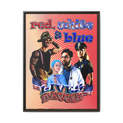 rw&b lives matter - framed canvas art (yellow-orange wave)