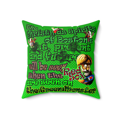 christmas spirits of boston - Spun Polyester Square Pillow - (logo green)