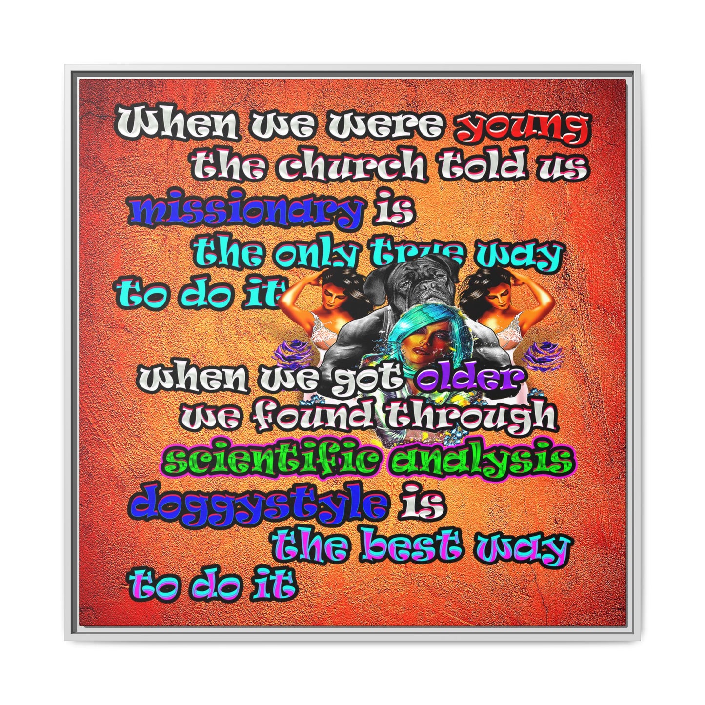 doggystyle - framed canvas art (burnt orange)
