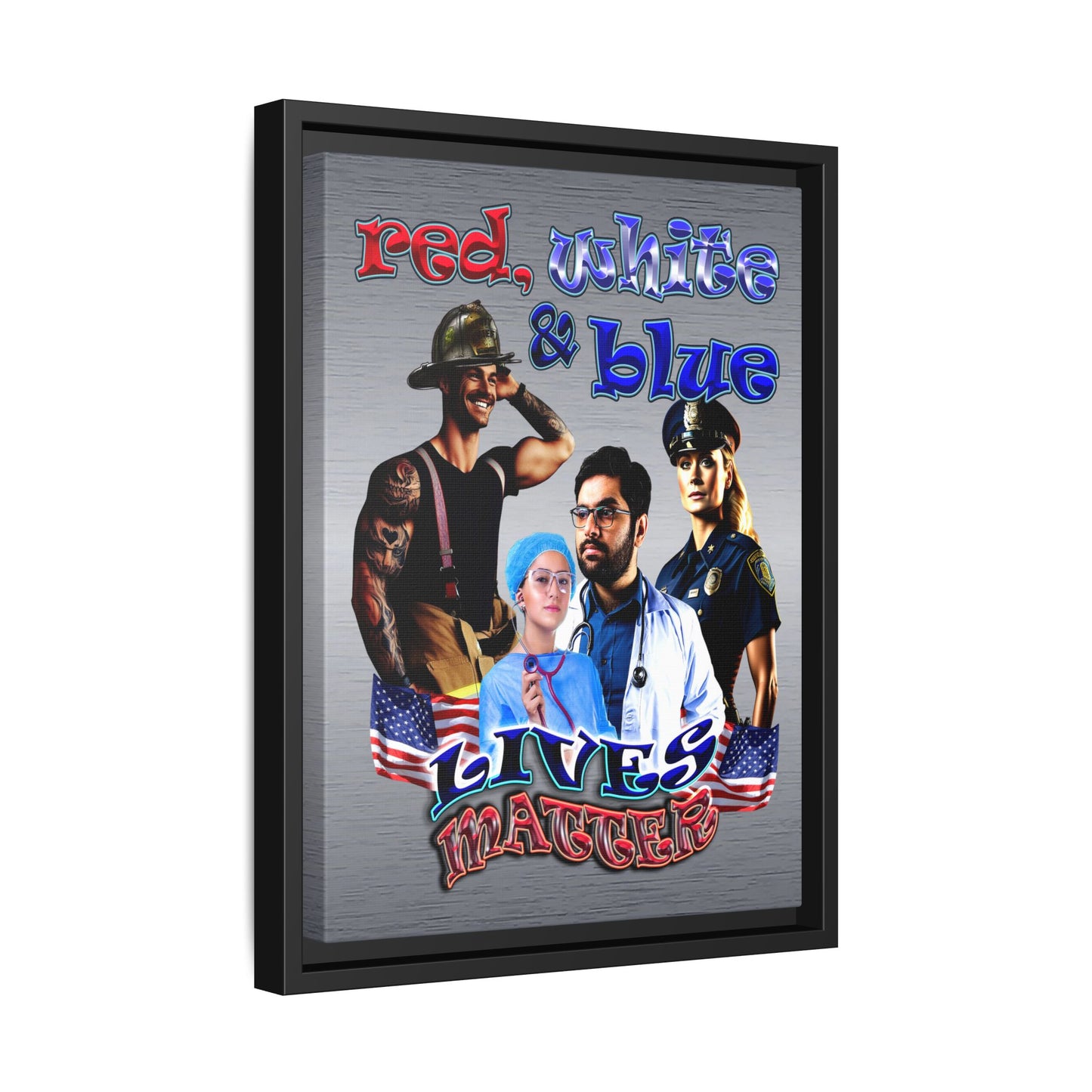rw&b lives matter - framed canvas art (brushed nickel)