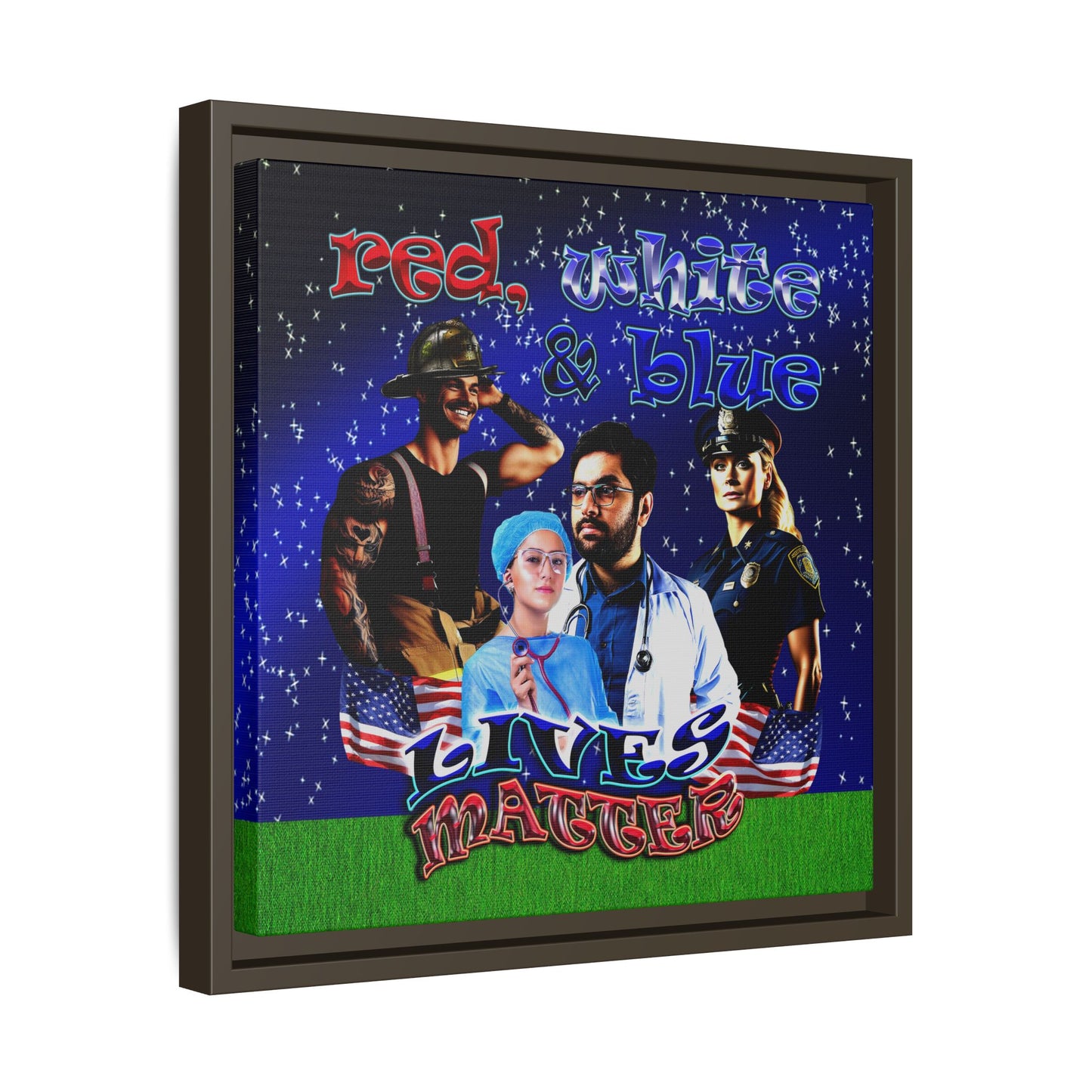 rw&b lives matter - framed canvas art ('snoops' background)