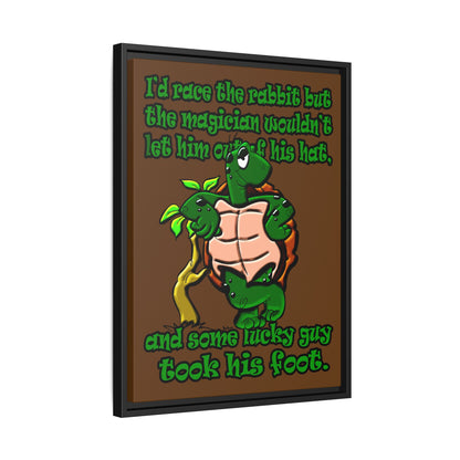 turtle race - framed canvas art (brown)