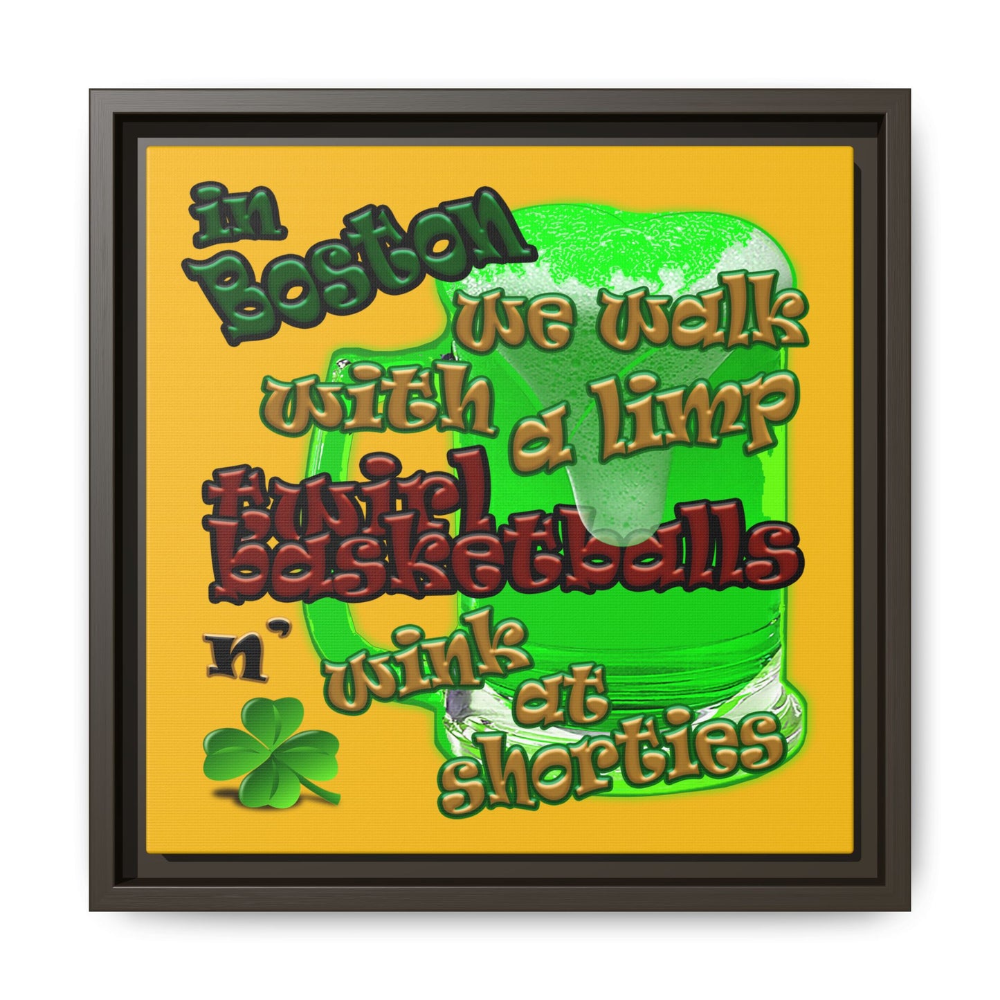 celtics logo - framed canvas art (yellow)