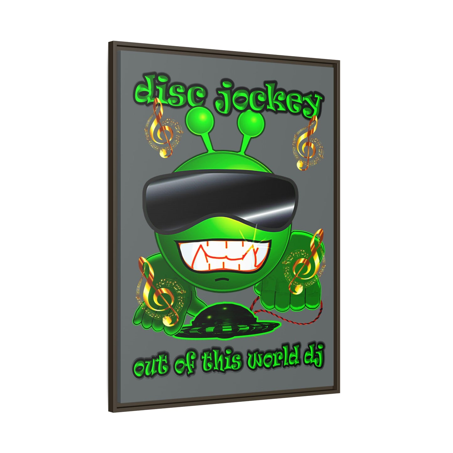 disc jockey - framed canvas art (dark grey)