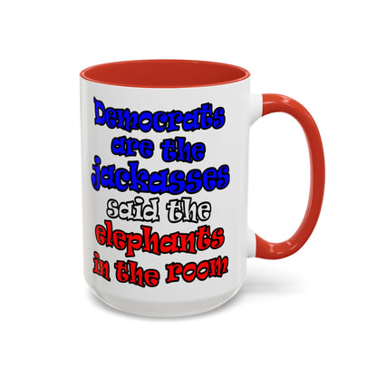 donkeys and elephants - Accent Mug (white)