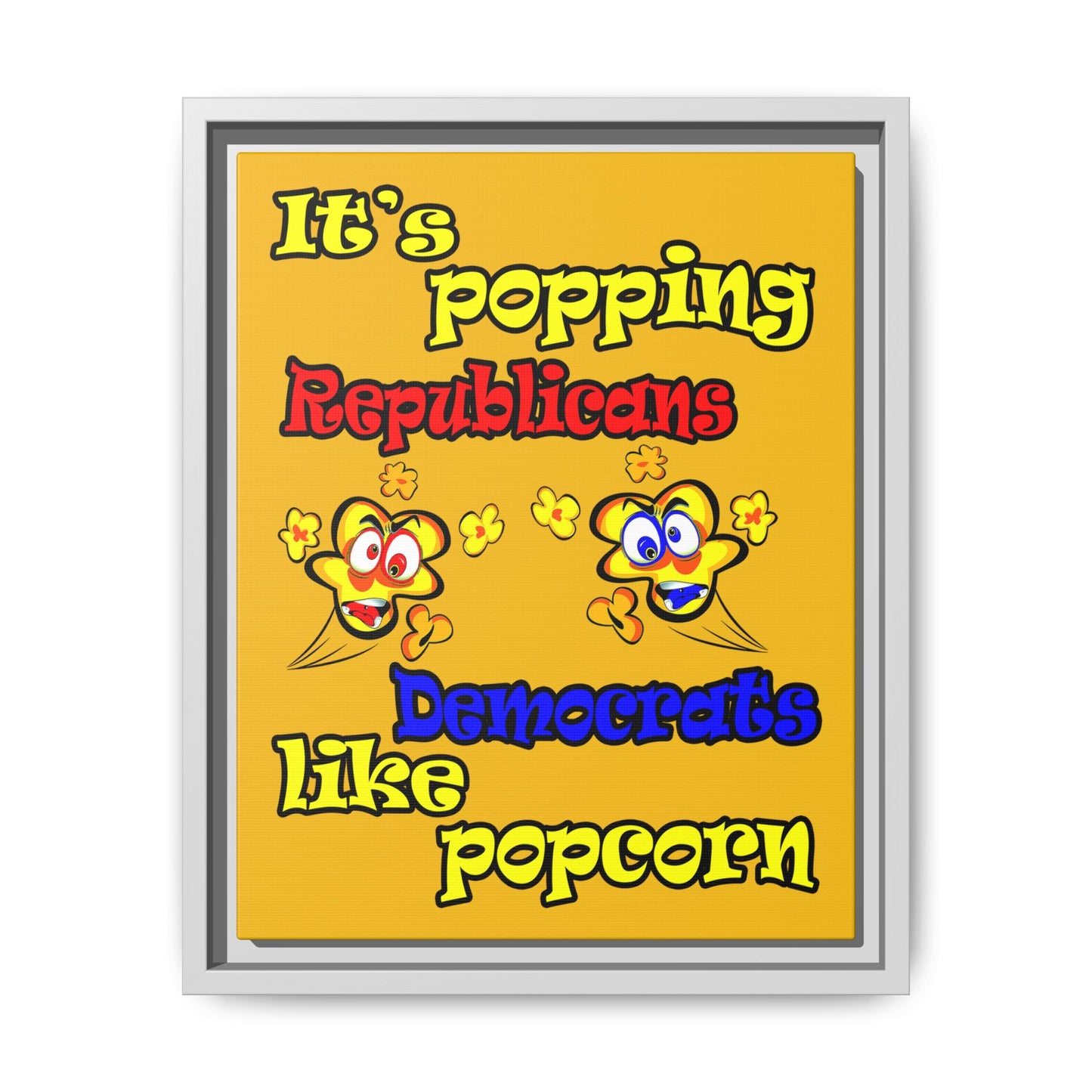 popping like popcorn - framed canvas art (yellow)