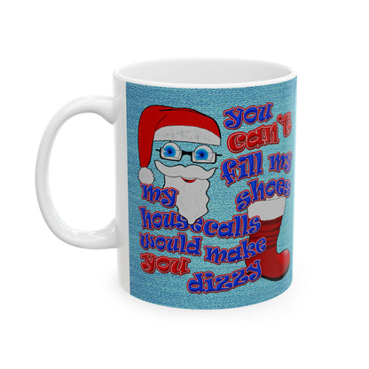 santa's shoes - White Mug (faded dark blue)