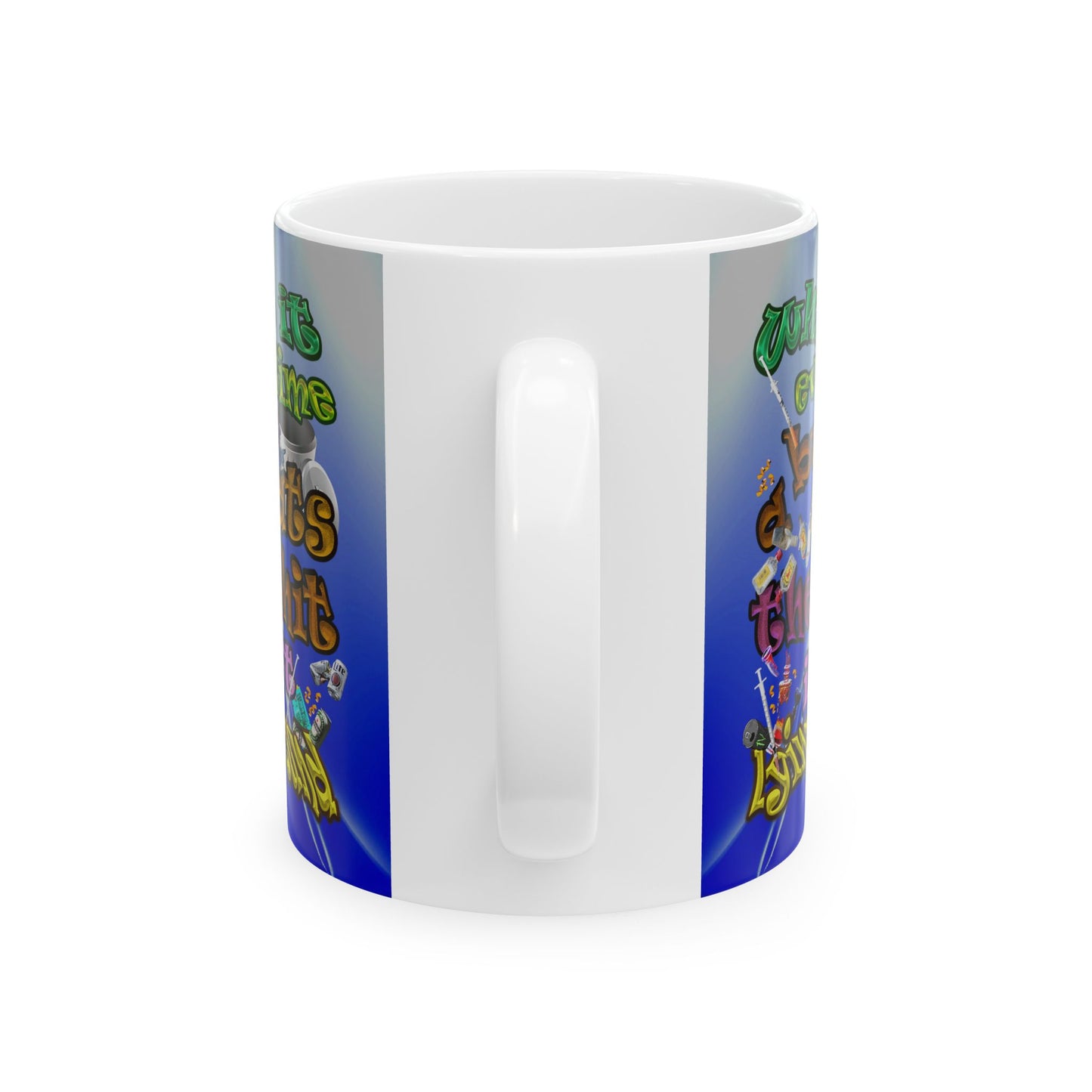 the bum's shit - White Mug (blue-white wave)