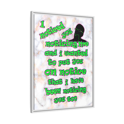 noticed you noticing - framed canvas art (white marble)