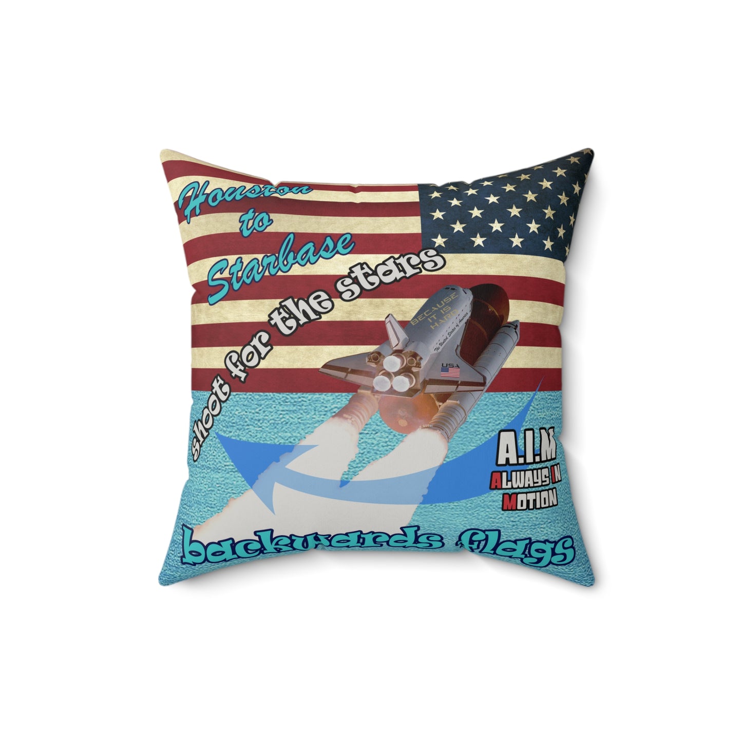 shoot for the stars - Faux Suede Square Pillow - (faded blue)