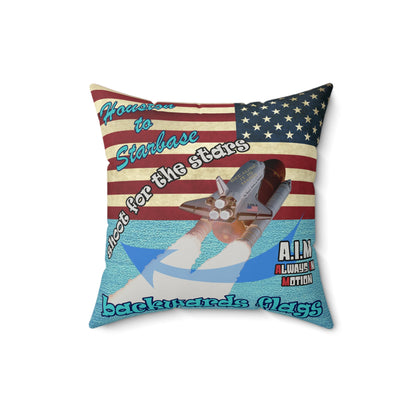shoot for the stars - Faux Suede Square Pillow - (faded blue)