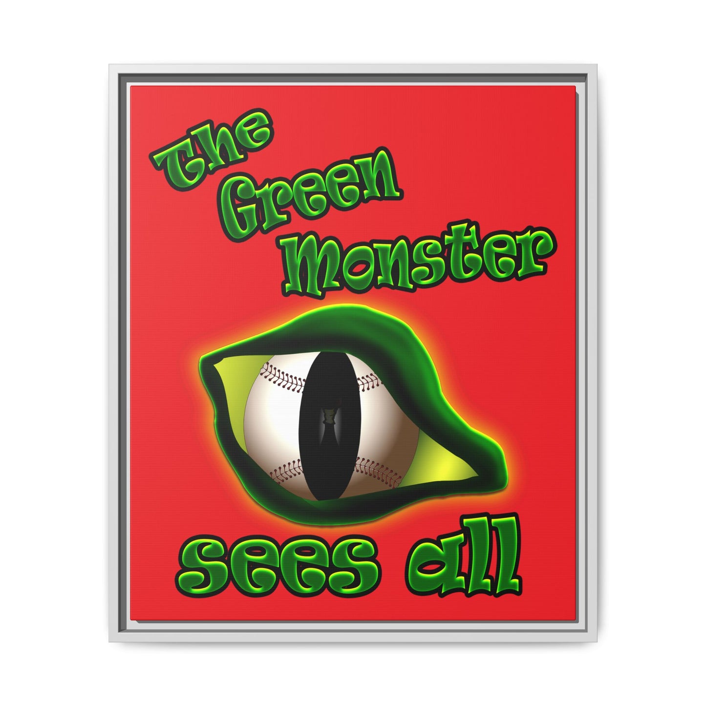 green monster - framed canvas art (red)
