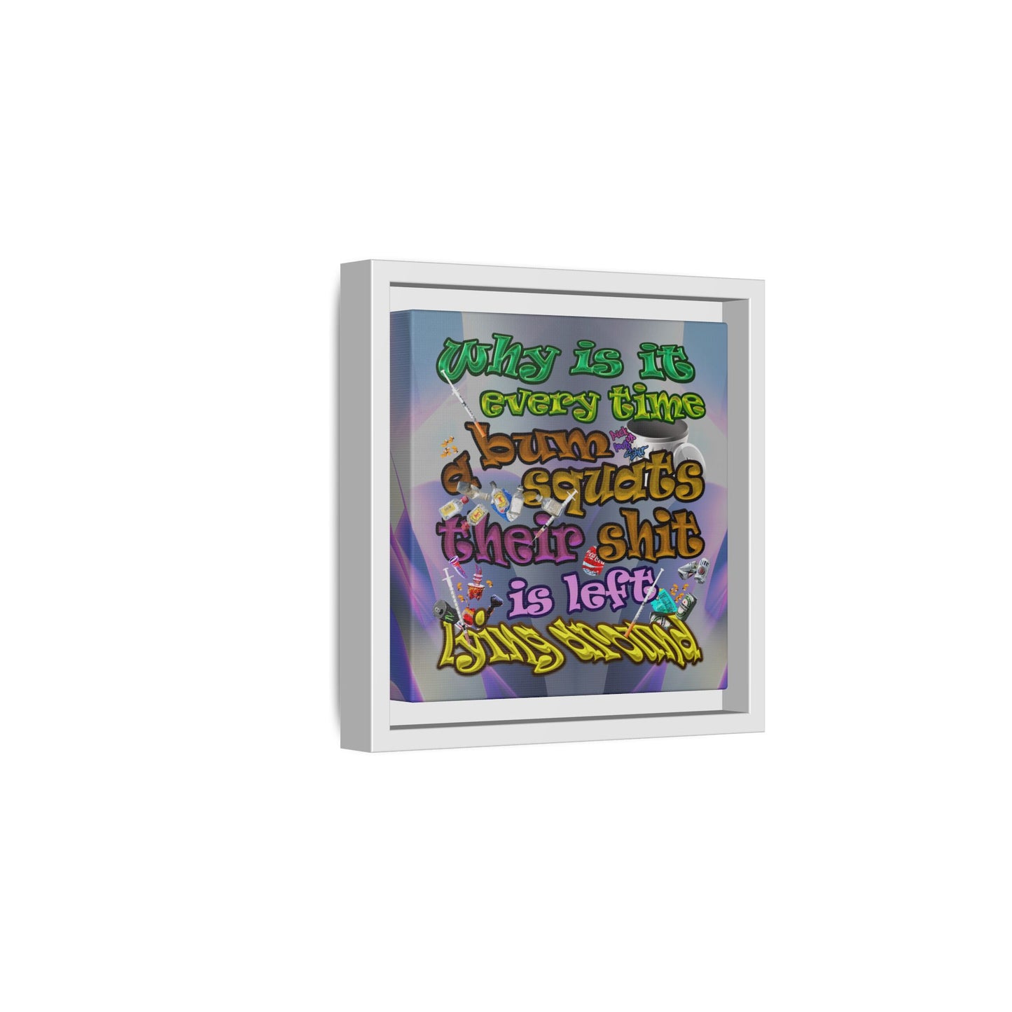 the bum's shit - framed canvas art (grey-pink wave)