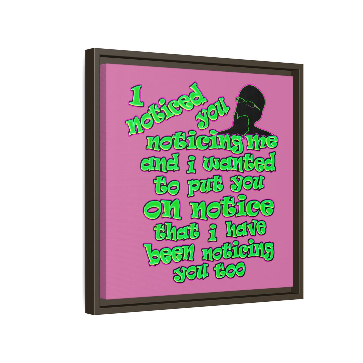 noticed you noticing - framed canvas art (light pink)