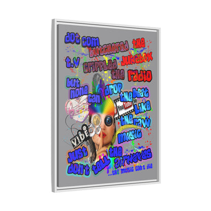 drop the beat - framed canvas art (grey)