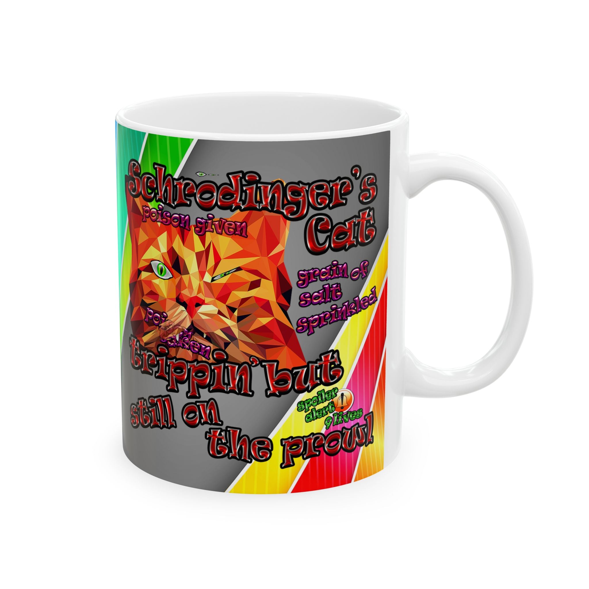 schrodinger's cat - White Mug (rainbow split)