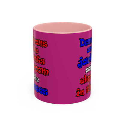 donkeys and elephants - Accent Mug (pink)