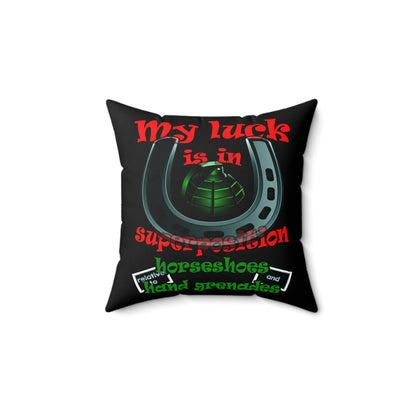my luck - Faux Suede Square Pillow - (black)