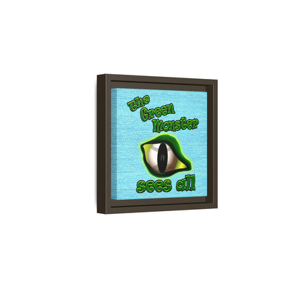green monster - framed canvas art (faded blue)