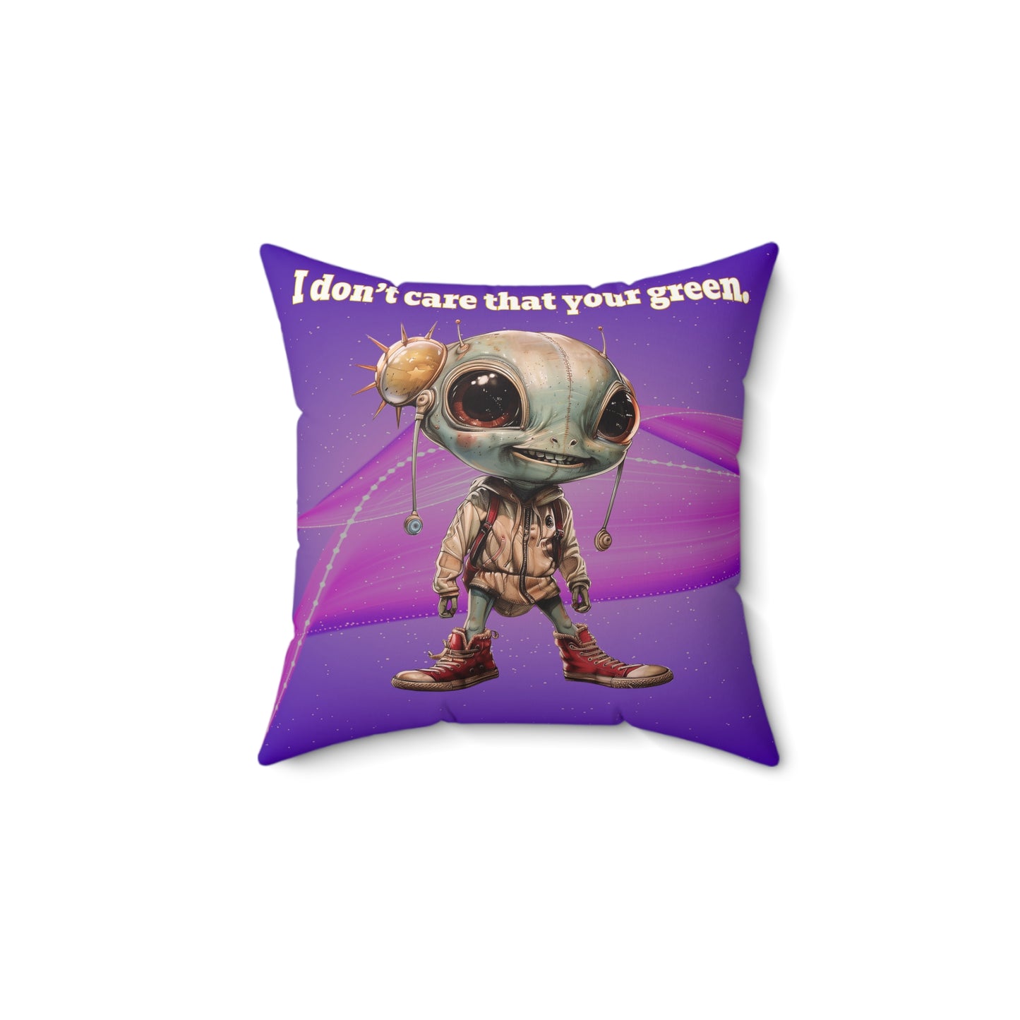 I don't care that your grey - Faux Suede Square Pillow - (purple-pink wave)