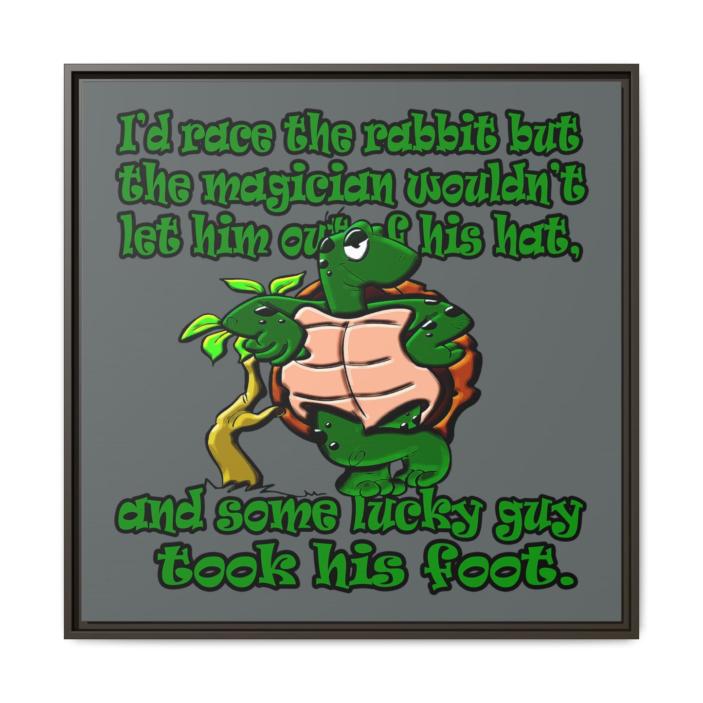 turtle race - framed canvas art (dark grey)