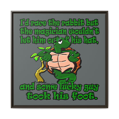 turtle race - framed canvas art (dark grey)