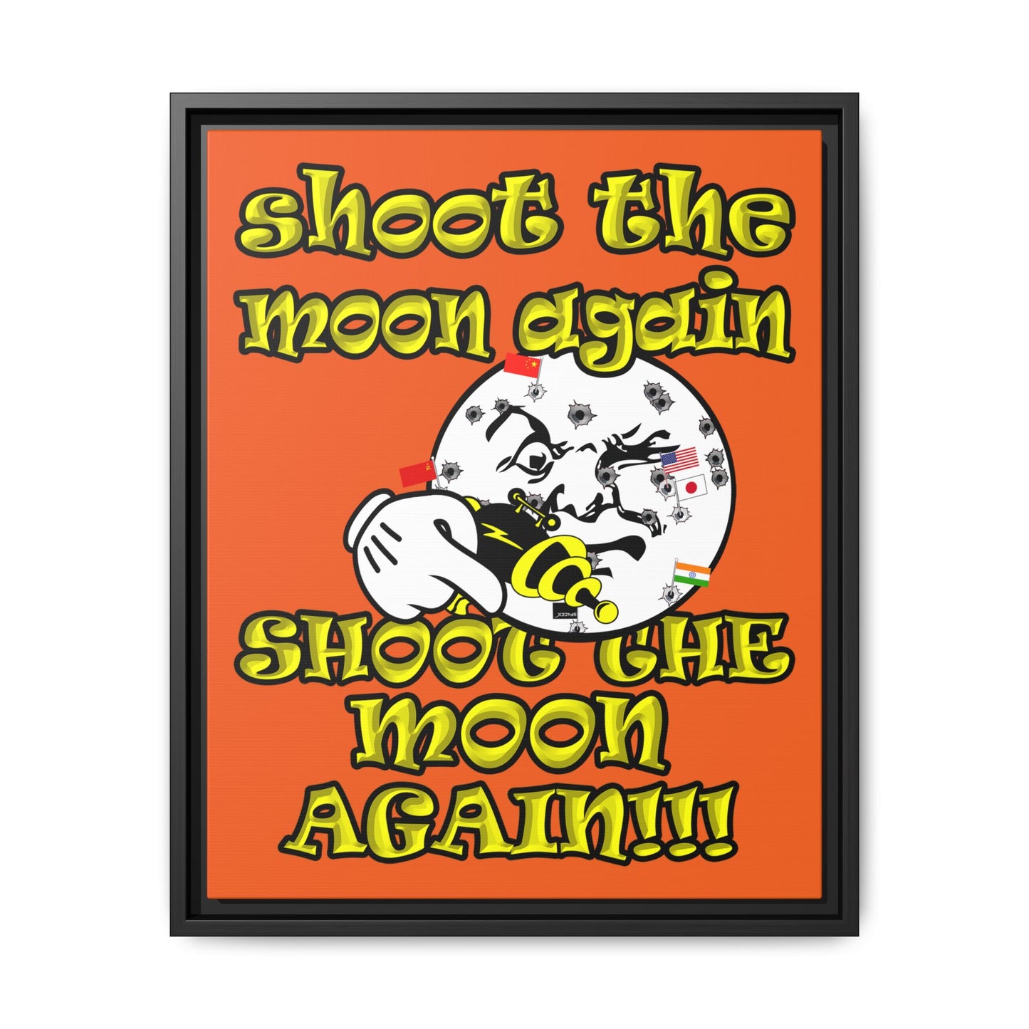 shoot the moon again - framed canvas art (orange)