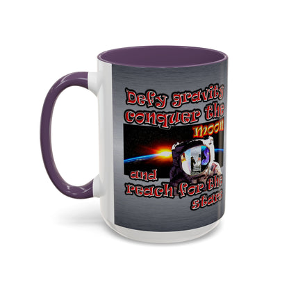 defy conquer reach - Accent Mug (brushed nickel)