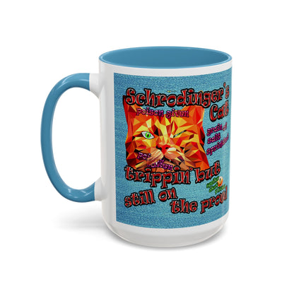 schrodinger's cat - Accent Mug (faded blue)