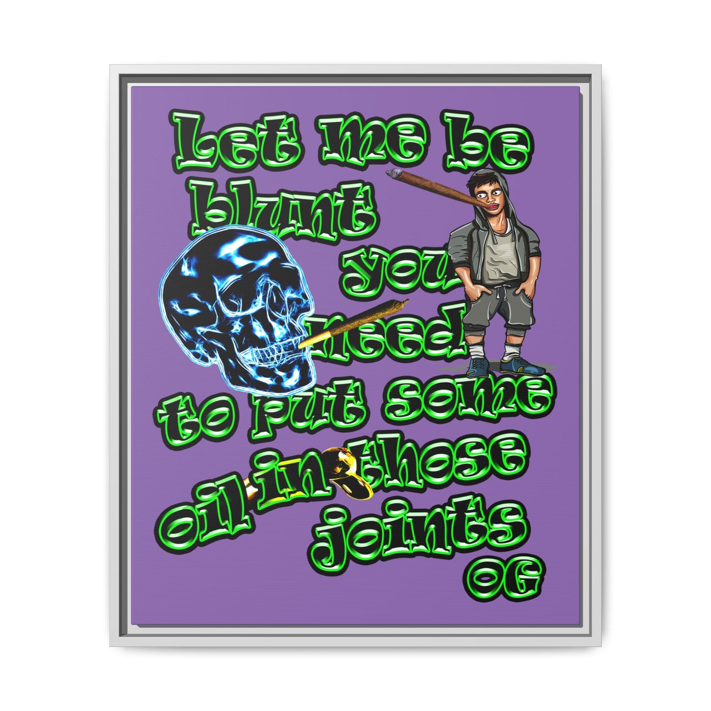 og - framed canvas art (light purple)