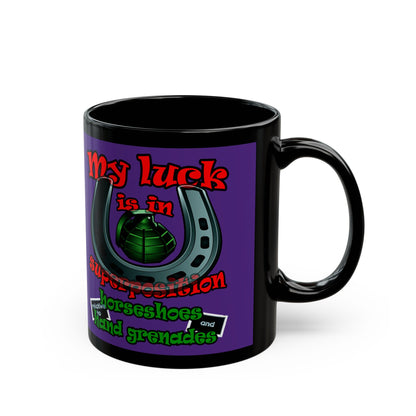 my luck - Black Mug (purple)