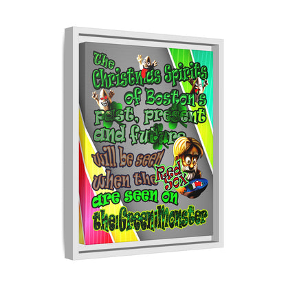 christmas spirits of boston - framed canvas art (rainbow split)
