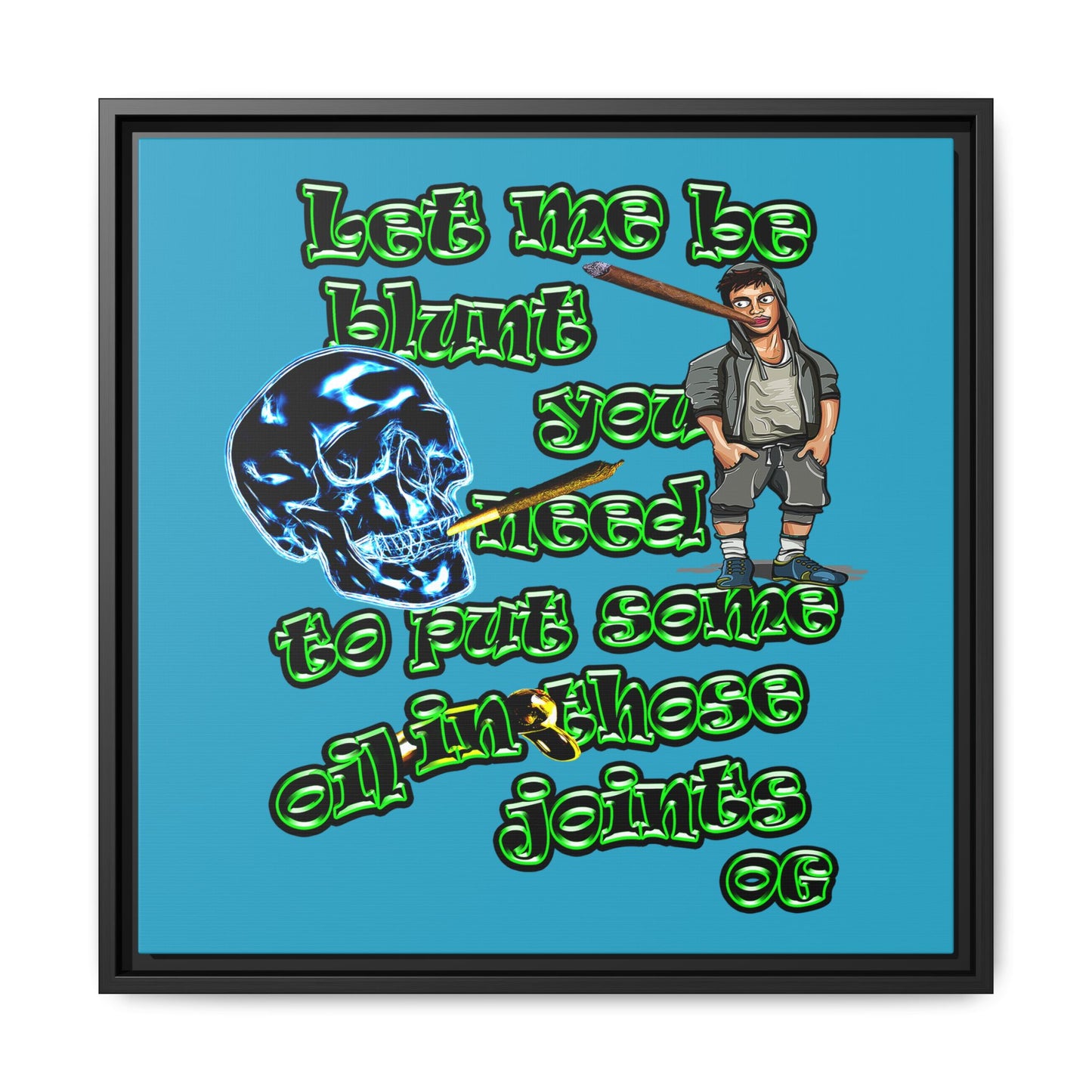 og - framed canvas art (turquoise)