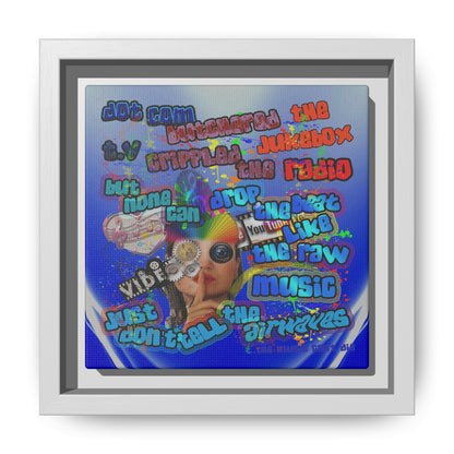 drop the beat - framed canvas art (blue-white wave)