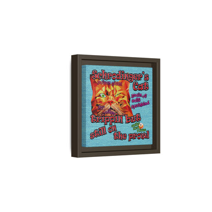 schrodinger's cat - framed canvas art (faded blue)