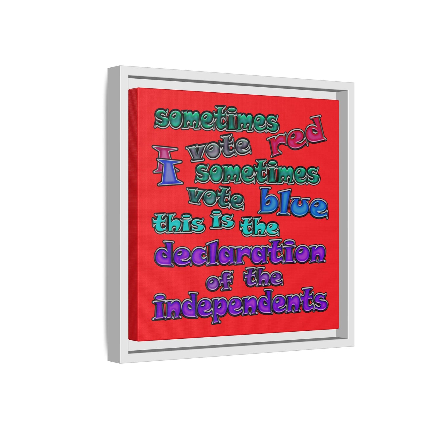 declaration of the independents - framed canvas art (red)