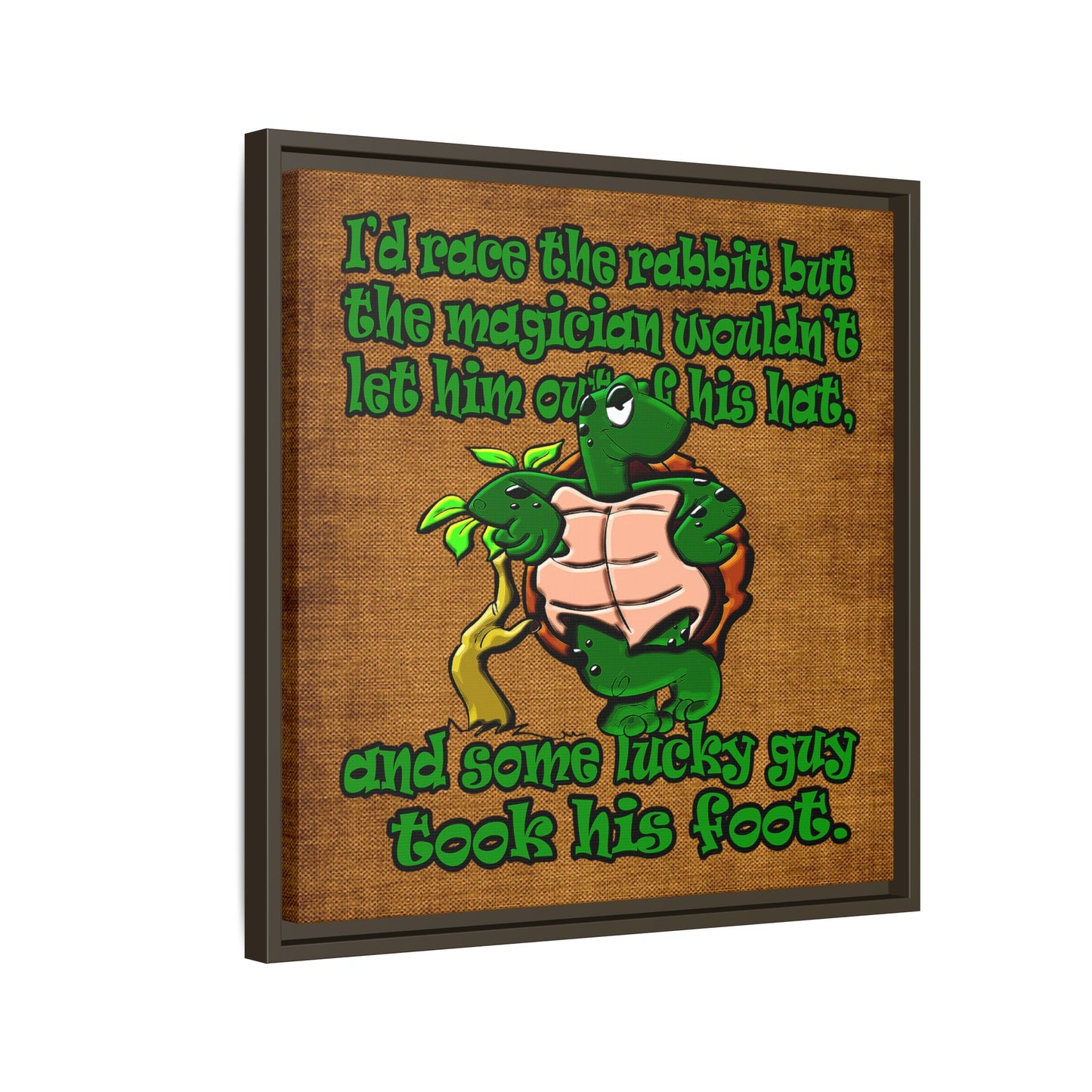 turtle race - framed canvas art (brown papyrus)
