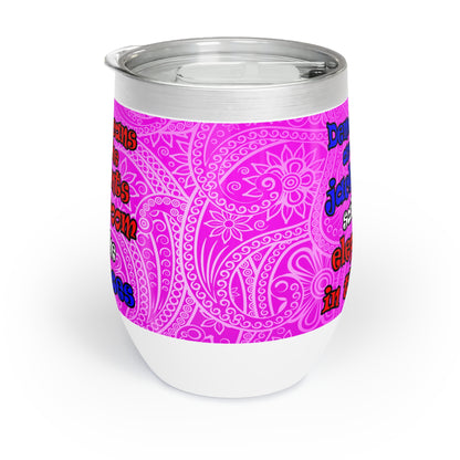 donkeys and elephants - Chill Wine Tumbler (pink swirl)