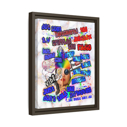 drop the beat - framed canvas art (white marble)