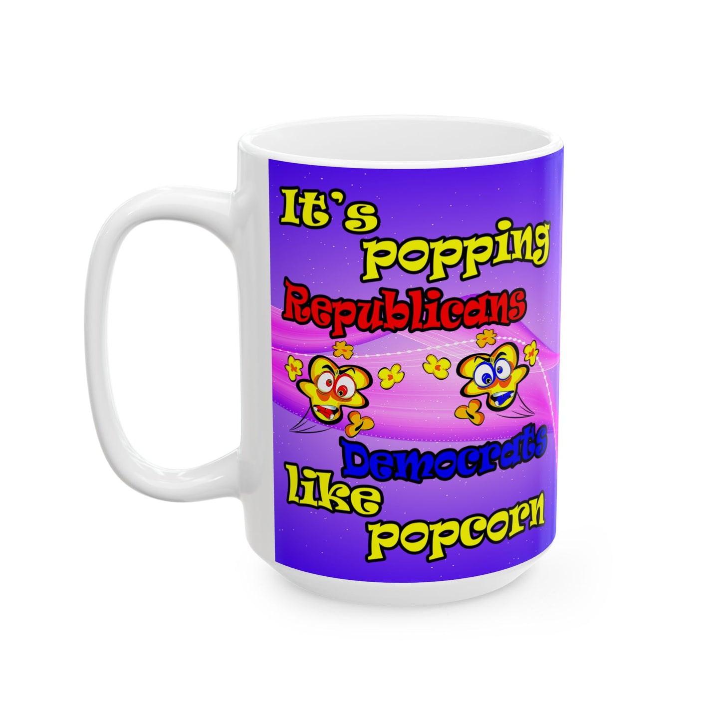 popping like popcorn - White Mug (purple-pink wave)