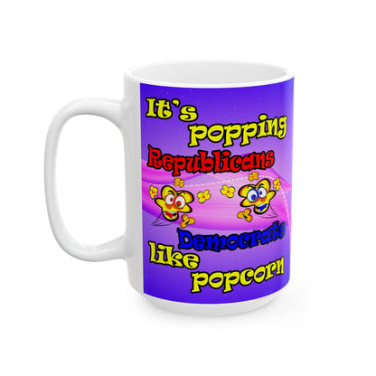 popping like popcorn - White Mug (purple-pink wave)