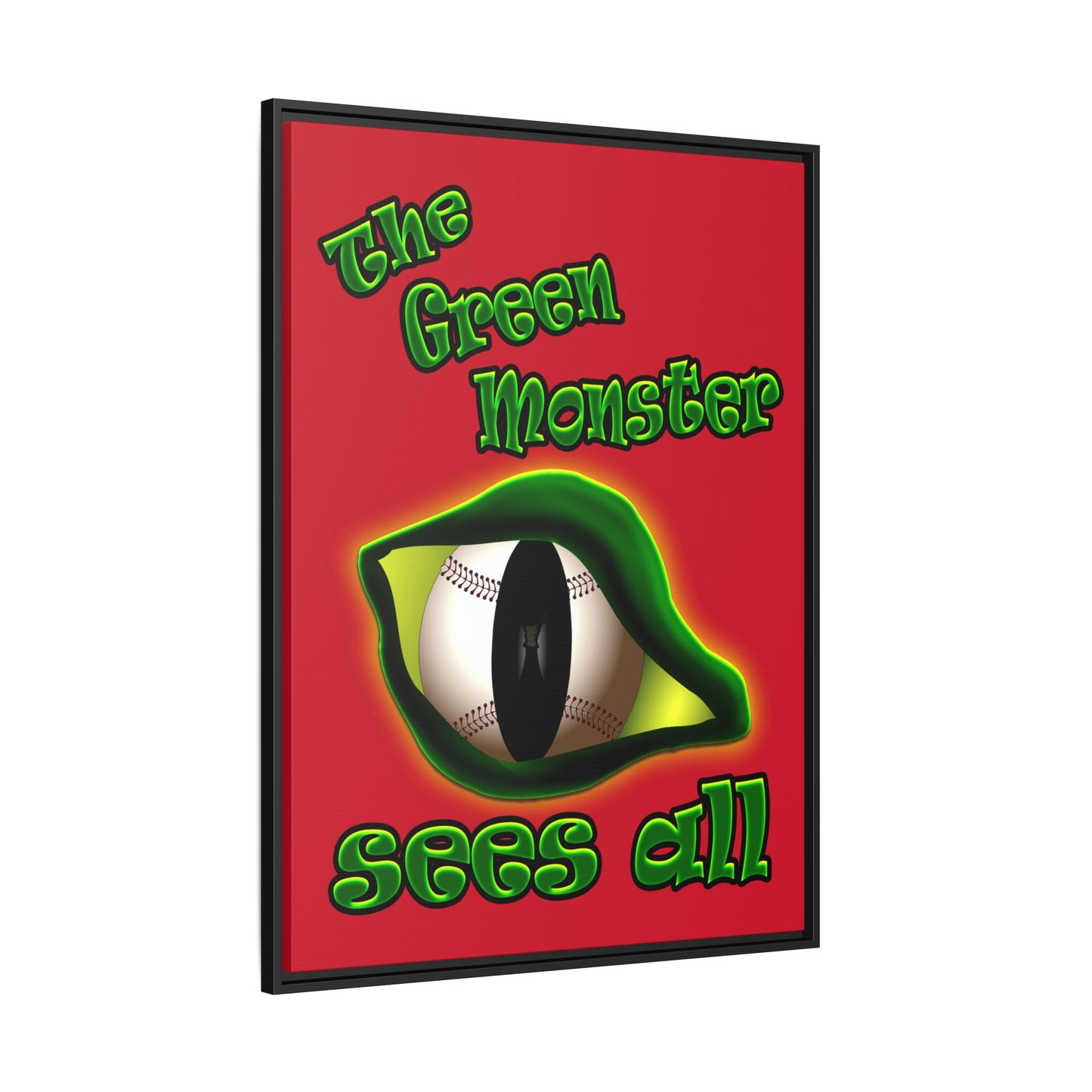 green monster - framed canvas art (dark red)