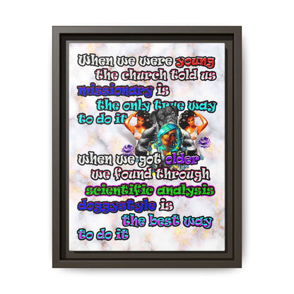 doggystyle - framed canvas art (white marble)