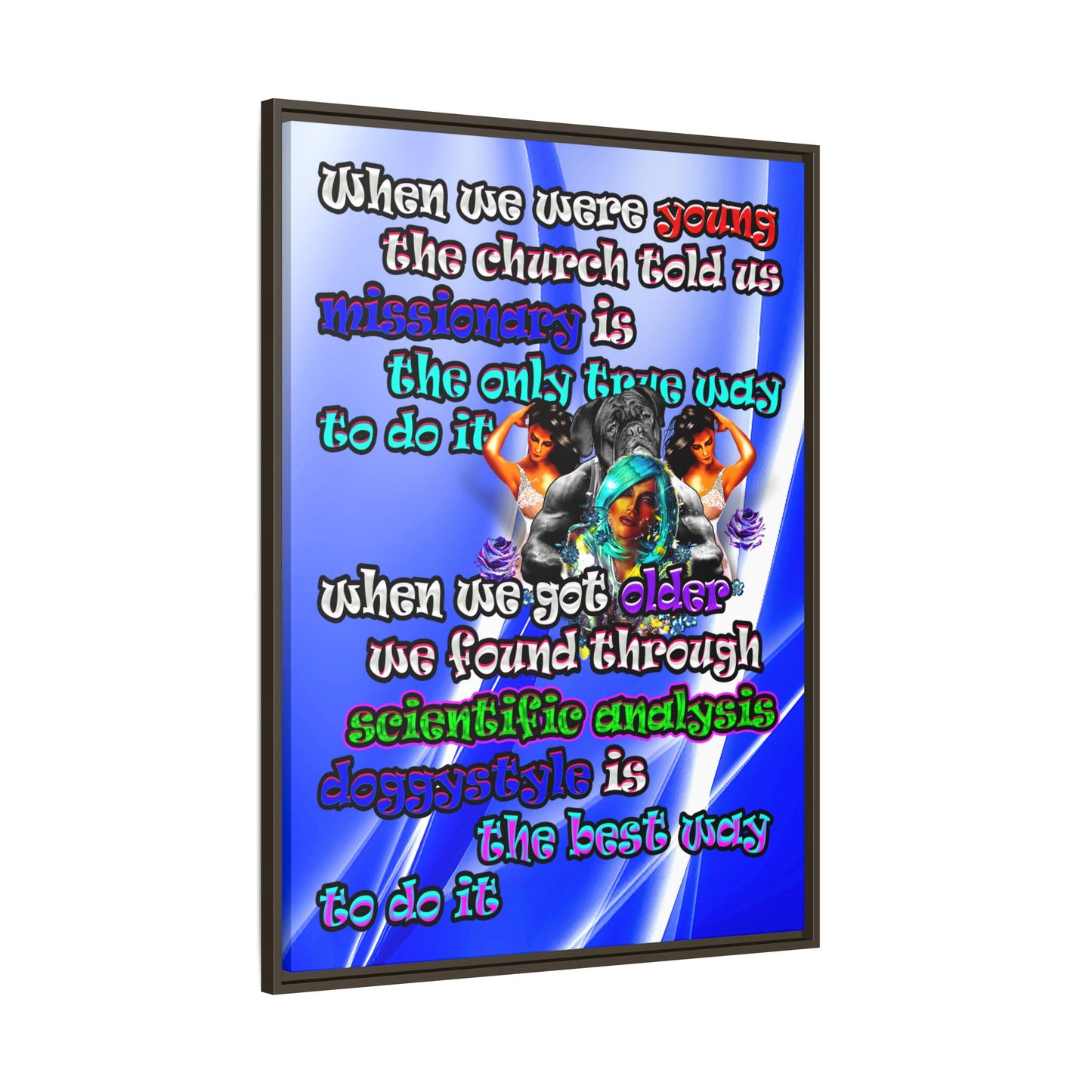 doggystyle - framed canvas art (blue-white wave)
